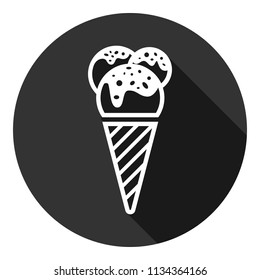 Ice Cream vector flat icon. Gray background with shadow. Vector flat sign.