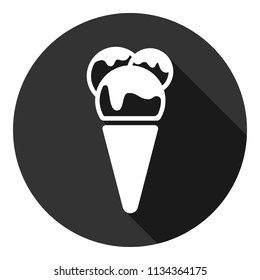 Ice Cream vector flat icon. Gray background with shadow. Vector flat sign.