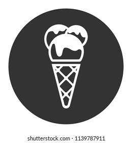 Ice Cream vector flat icon. Gray background. Vector flat sign.