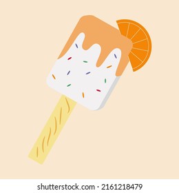 Оrange ice cream vector flat icon