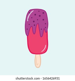 Ice cream. Vector flat illustration. Popsicle ice cream. Figure ice cream in cartoon style. Color illustration