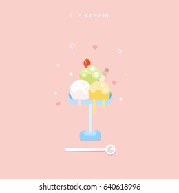 Ice cream. Vector flat illustration.