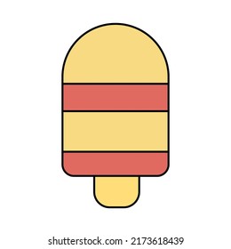 Ice cream Vector flat outline icon. Comic character in cartoon style illustration for t shirt design