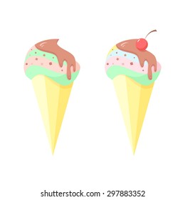 Ice cream vector fruit illustration