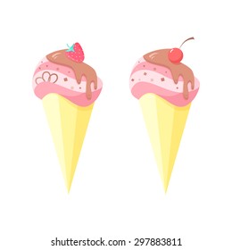 Ice cream vector fruit illustration