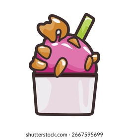 Vector de helado con paja verde