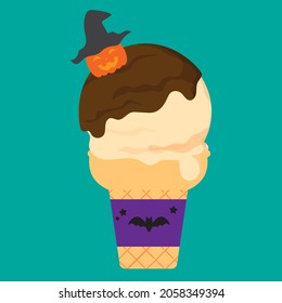  Eiscreme-Vektorgrafik. Halloween-Süßigkeiten. Cartoon-Eisbälle.