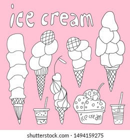 Ice cream vector hand drawn illustration