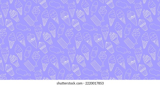 Ice Cream Vector Hand Drawn Pattern