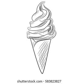 ice cream. vector hand drawn. Sketch. Hand drawn elements for cafe and restaurant menu design.