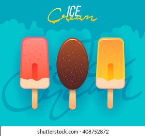 Ice Cream vector icon. Collection of ice cream illustrations. Ice cream shop logo badges and labels for your design, poster, flyer, web presentation