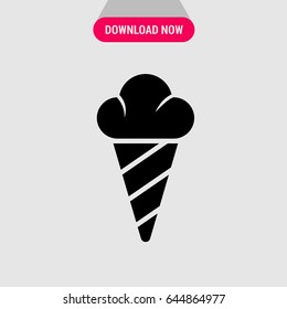 Ice Cream Vector Icon, Conical waffle Icecream symbol. Simple, modern flat vector illustration for mobile app, website or desktop app 
