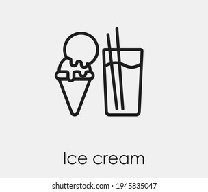 Icono vectorial de helado.  Trazo editable. Signo de estilo lineal para uso en diseño web y aplicaciones móviles, logotipo. Ilustración de símbolo. Gráficos vectoriales de píxeles - Vector