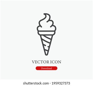 Ice cream vector icon.  Editable stroke. Symbol in Line Art Style for Design, Presentation, Website or Apps Elements, Logo. Pixel vector graphics - Vector