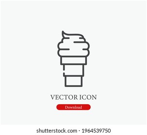 Ice cream vector icon.  Editable stroke. Symbol in Line Art Style for Design, Presentation, Website or Apps Elements, Logo. Pixel vector graphics - Vector