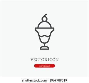 Ice cream vector icon.  Editable stroke. Symbol in Line Art Style for Design, Presentation, Website or Apps Elements. Pixel vector graphics - Vector