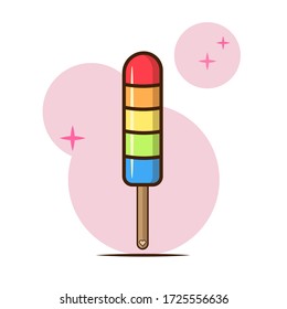 Ice cream vector icon in flat style. Frozen ice. Frozen multicolored fruit juice. Sweet dessert. Favorite treat of the child