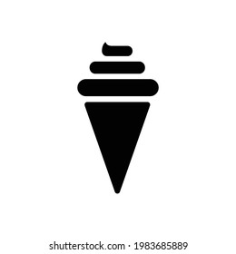 Icono vector de crema de hielo en estilo glifo. El helado es un alimento helado edulcorado que se come típicamente como bocadillo o postre. El icono de ilustración vectorial se puede utilizar para una aplicación, sitio web o parte de un logotipo.