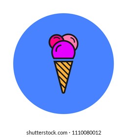 Ice Cream Vector Icon.  Ice-Cream Colored Flat Sign.