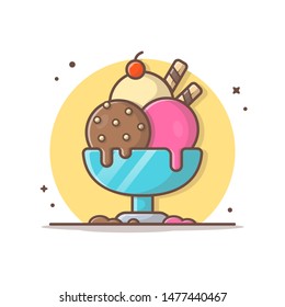 Ice Cream Vector Icon Illustration. Net with round circle. Popsicle Logo. Waffles. Cones. Summer. Beach. Flat Cartoon Style Suitable for Web Landing Page, Banner, Flyer, Sticker, Wallpaper, Background