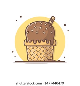 Ice Cream Vector Icon Illustration. Net with round circle. Popsicle Logo. Waffles. Cones. Summer. Beach. Flat Cartoon Style Suitable for Web Landing Page, Banner, Flyer, Sticker, Wallpaper, Background