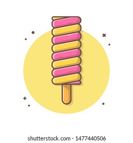 Ice Cream Vector Icon Illustration. Net with round circle. Popsicle Logo. Waffles. Cones. Summer. Beach. Flat Cartoon Style Suitable for Web Landing Page, Banner, Flyer, Sticker, Wallpaper, Background