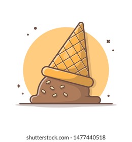 Ice Cream Vector Icon Illustration. Net with round circle. Popsicle Logo. Waffles. Cones. Summer. Beach. Flat Cartoon Style Suitable for Web Landing Page, Banner, Flyer, Sticker, Wallpaper, Background