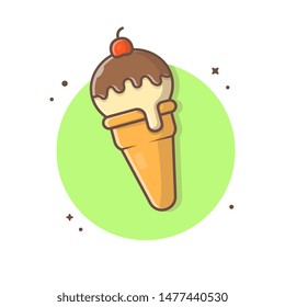 Ice Cream Vector Icon Illustration. Net with round circle. Popsicle Logo. Waffles. Cones. Summer. Beach. Flat Cartoon Style Suitable for Web Landing Page, Banner, Flyer, Sticker, Wallpaper, Background