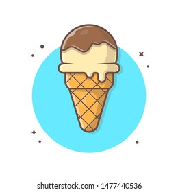 Ice Cream Vector Icon Illustration. Net with round circle. Popsicle Logo. Waffles. Cones. Summer. Beach. Flat Cartoon Style Suitable for Web Landing Page, Banner, Flyer, Sticker, Wallpaper, Background