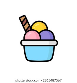 Ice Cream Vector Icon Illustration. Food Icon Concept Isolated Premium Vector. Flat Style
