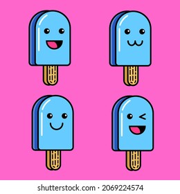 Eiscreme, Vektorsymbol einzeln auf rosafarbenem Hintergrund. Eiscreme-Icon-Set