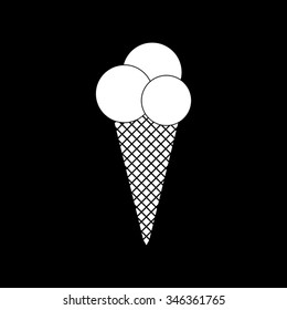 ice cream vector icon isolated on black