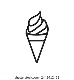 Plantilla de línea de icono de vector de helado