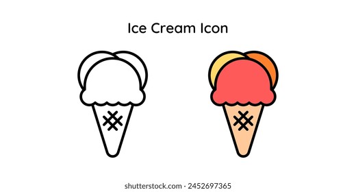 Ice Cream vector icon line and line color style