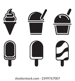 Ice Cream Vector icon Logo for Silhouettes line Style