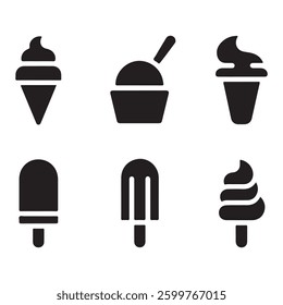  Ice Cream Vector icon Logo for Silhouettes line Style