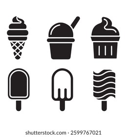  Ice Cream Vector icon Logo for Silhouettes line Style