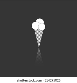 ice cream vector icon with mirror reflection