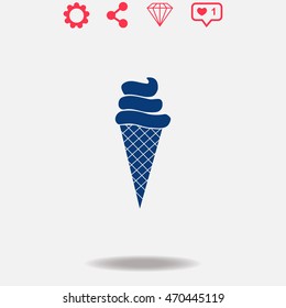 Ice cream vector icon on grey background.