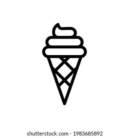Ice Cream Vector Icon in Outline Style. Ice cream is a sweetened frozen food typically eaten as a snack or dessert. Vector illustration icon can be used for an app, website, or part of a logo.