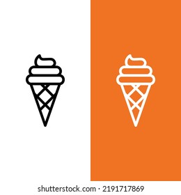 Ice Cream Vector Icon in Outline Style. Ice cream is a sweetened frozen food typically eaten as a snack or dessert. Vector illustration icon can be used for an app, website, or part of a logo.