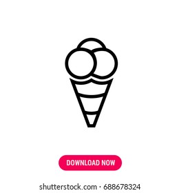 Ice cream vector icon, The outlined symbol of conical waffle ice cream. Simple, modern flat vector illustration for mobile app, website or desktop app  