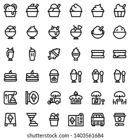 Ice cream vector icon set, outline design