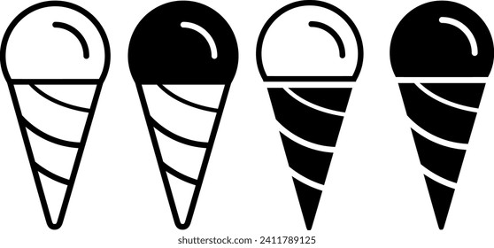 Ice cream vector icon set. Waffle cone illustration sign collection. Ice lolly symbol. Frozen juice logo.