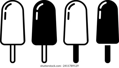 Conjunto de iconos del vector de helado. Colección de signos de ilustración de cono de Waffle. Solo símbolo de hielo. Logo del jugo congelado.
