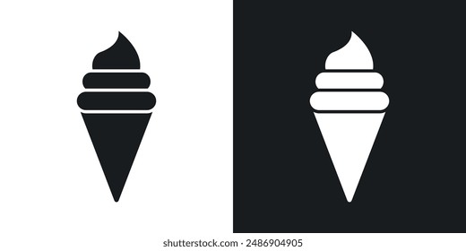 Icono de Vector de helado en color blanco y negro sólido