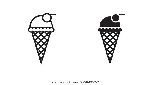 Ice cream vector icon set in black color.