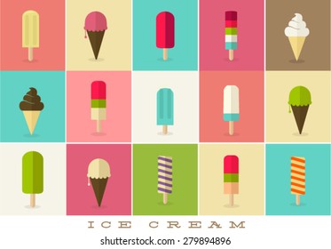 Ice cream vector icon set