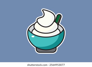 Ice cream vector icon sticker illustration in cone, glass and cup, each element can be changed as needed