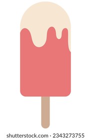 Ice cream vector icon. strawberry ice cream popsicle icon vector Illustration